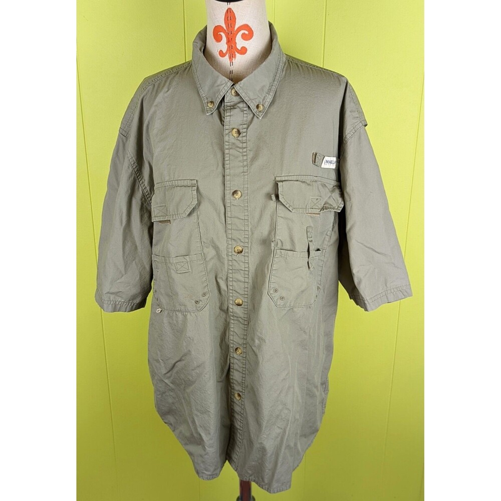 Magellan Outdoor Men's XL Fish Gear Mag Release Vented Gray Button Down Shirt